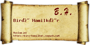 Biró Hamilkár névjegykártya