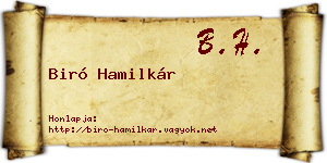 Biró Hamilkár névjegykártya